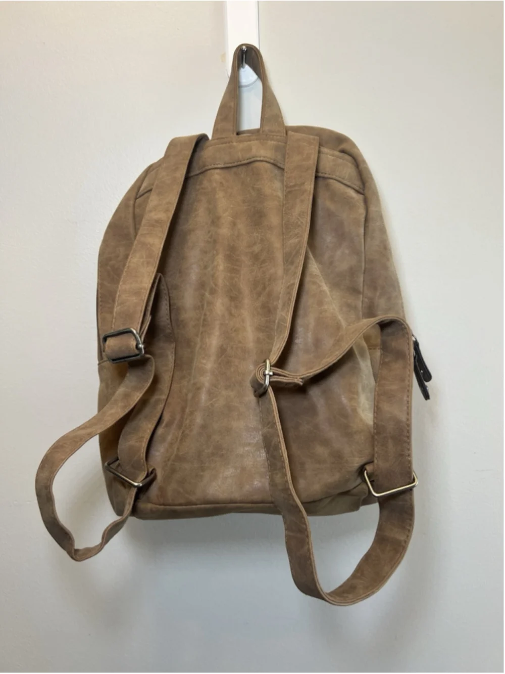 American Eagle Outfitters Brown Faux Leather Backpack Bag Vintage Y2K